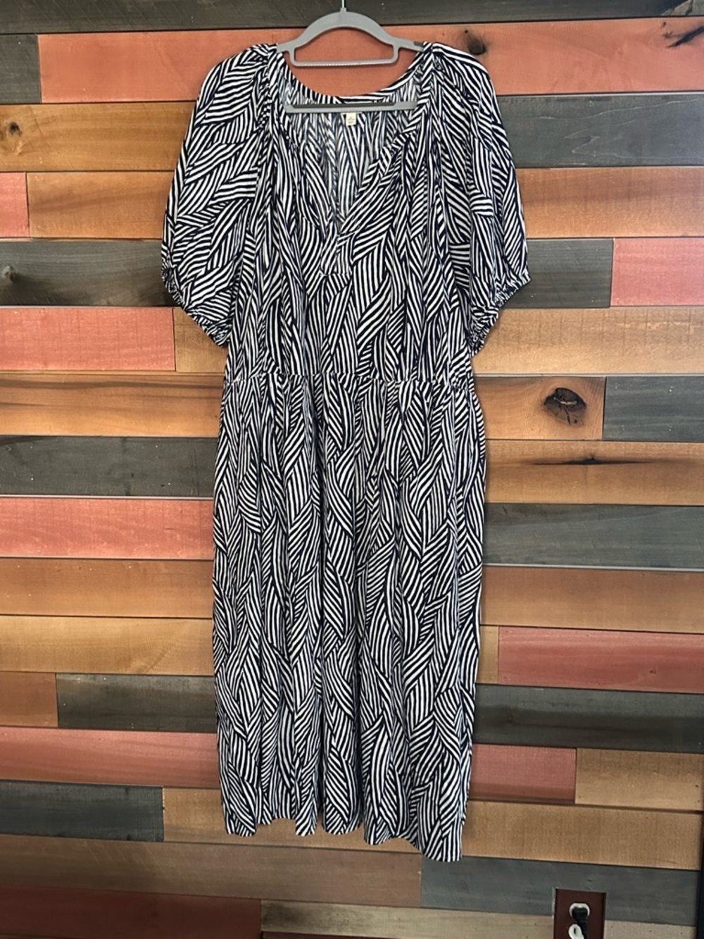Terra & Sky Navy and White Zebra-Stripe Dress
